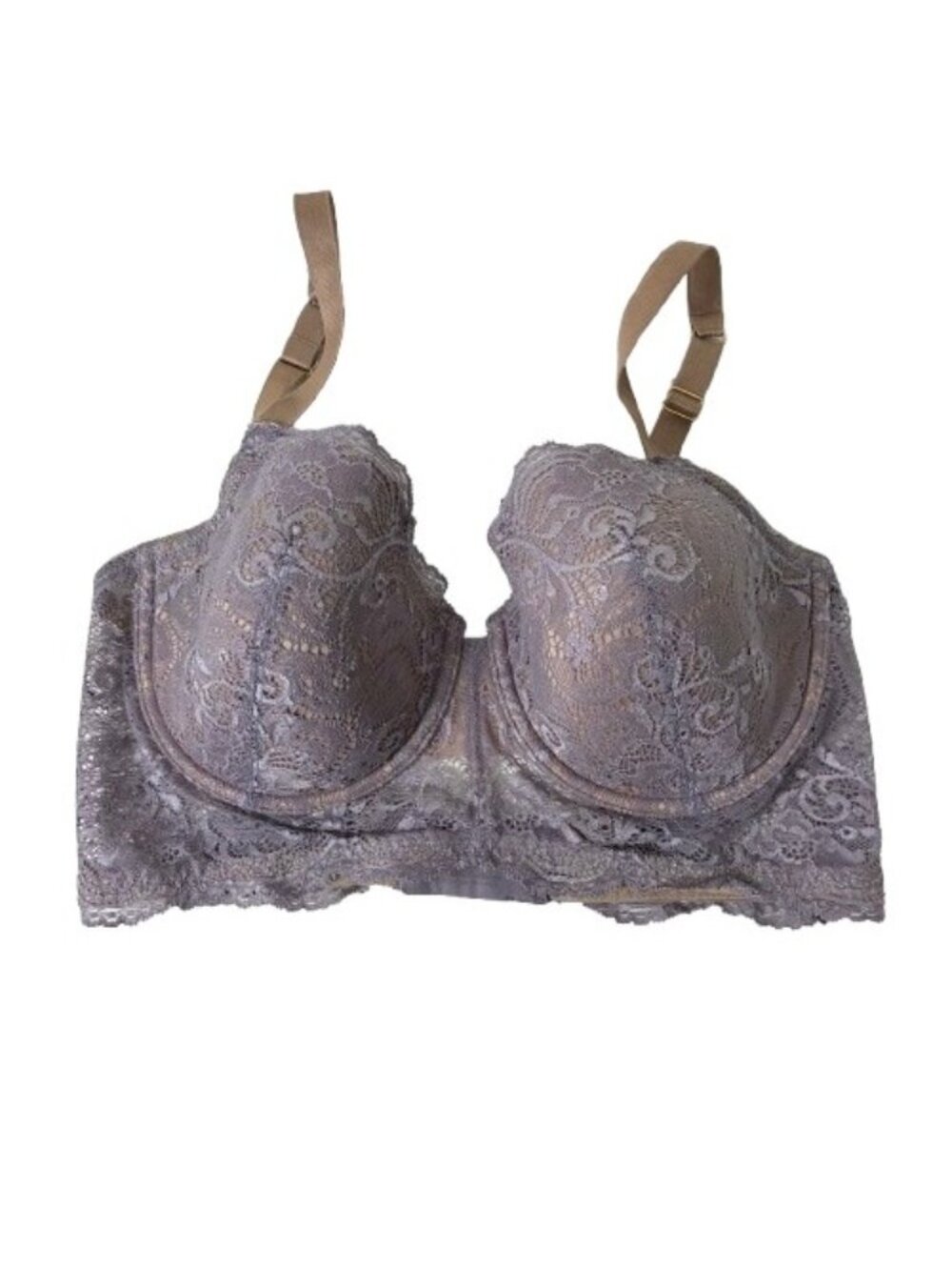 ThirdLove Lilac Floral Lace Bralette 36D Underwire Longline Bra